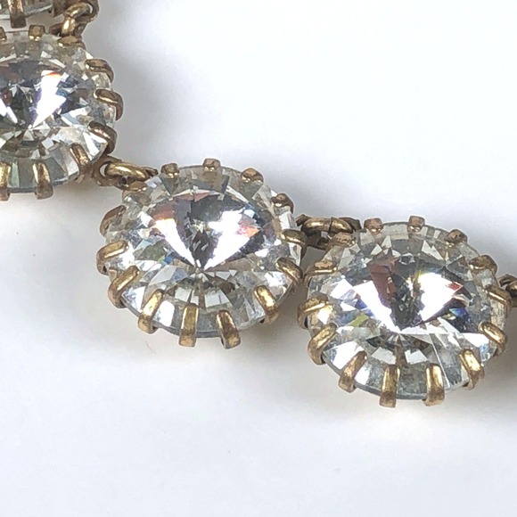 J Crew Anna Wintour Necklace Georgian Collet RIviere Rivoli Clear Crystal Brulee - Picture 2 of 9
